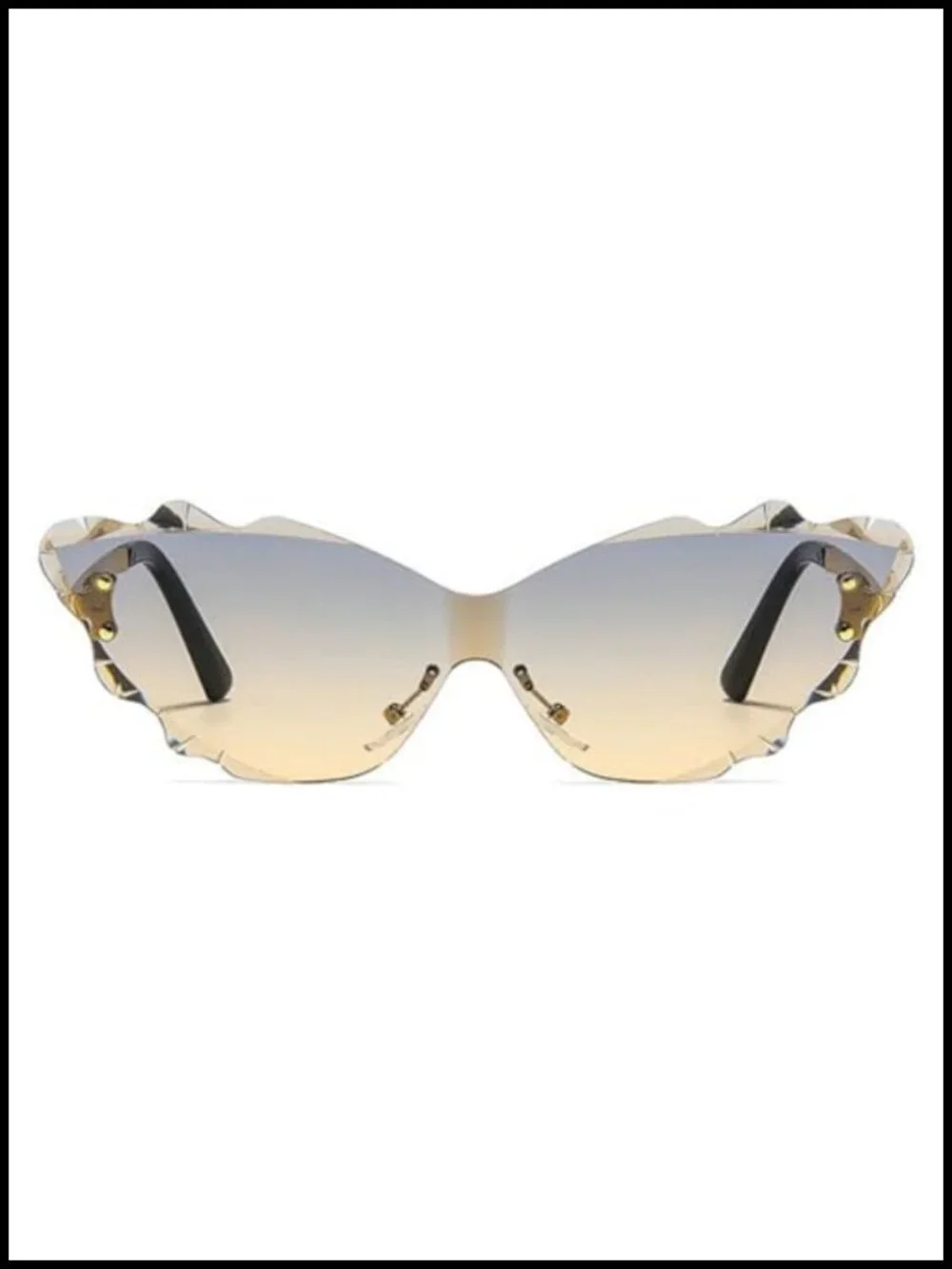 Rimless Cat Eye Sunglasses UV400 Metal Frame Trendy Shades Outdoor Travel